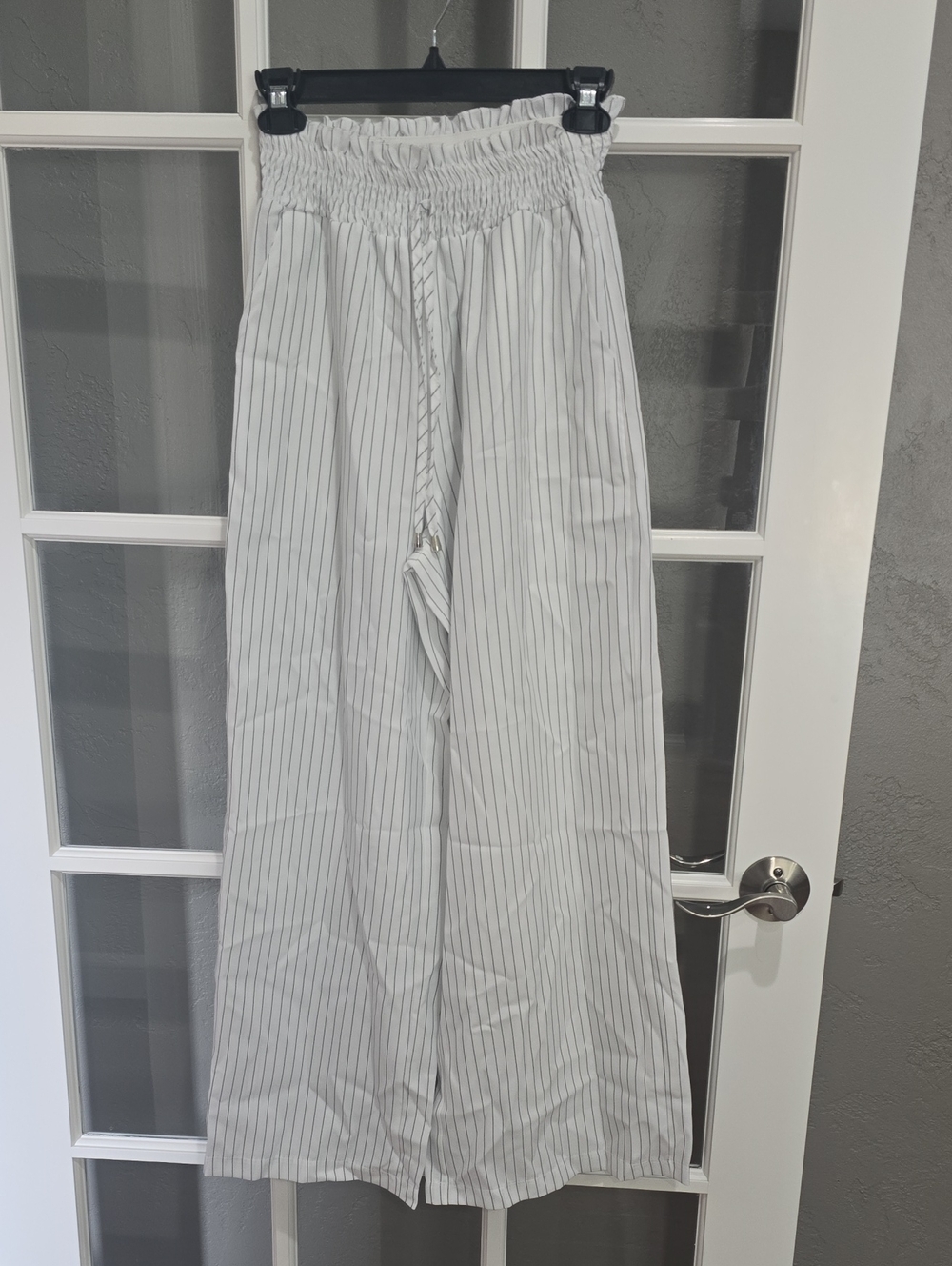 SHEIN White Pinstripe Wide Leg Pants